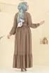 Kaplama Kemerli Elbise 7123BG354-MS Koyu Vizyon - Thumbnail