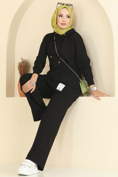 S.L. - Kapşon Detaylı Modal Takım 2730SL432-MS Siyah