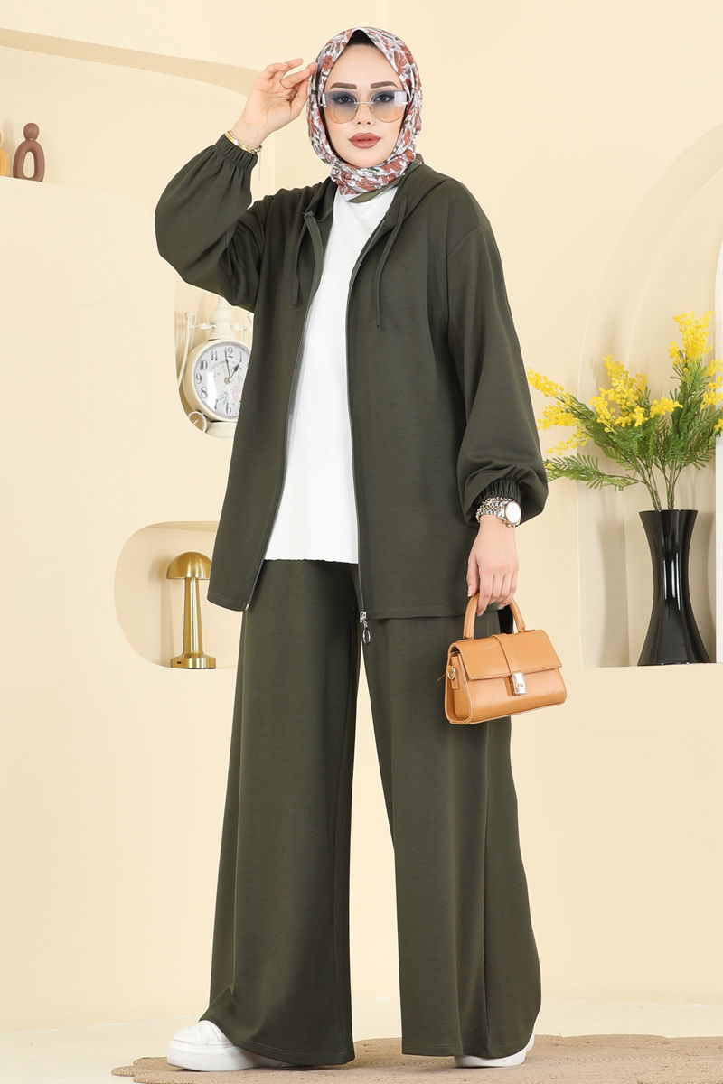 Kapüşon Detaylı Modal Takım 2602ERK1158-MS Haki