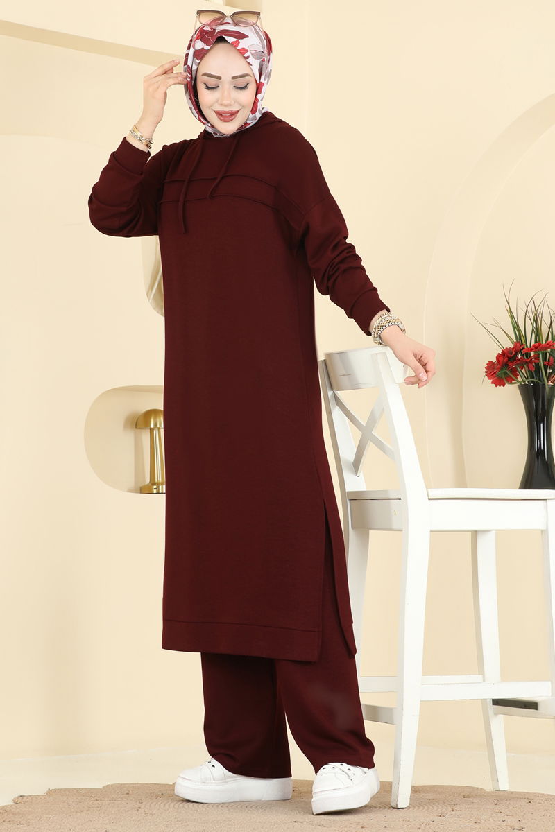 Kapüşon Detaylı Modal Takım 2603ERK1158-MS Bordo