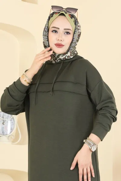 E.R.K. - Kapüşon Detaylı Modal Takım 2603ERK1158-MS Koyu Haki