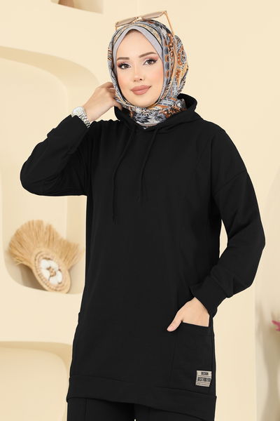 E.T.T. - Kapüşon Detaylı Spor Takım 1002ETT926-MS Siyah - 417492