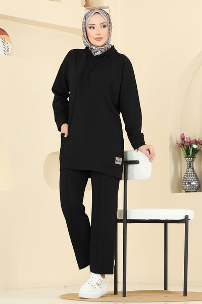 E.T.T. - Kapüşon Detaylı Spor Takım 1002ETT926-MS Siyah - 417493