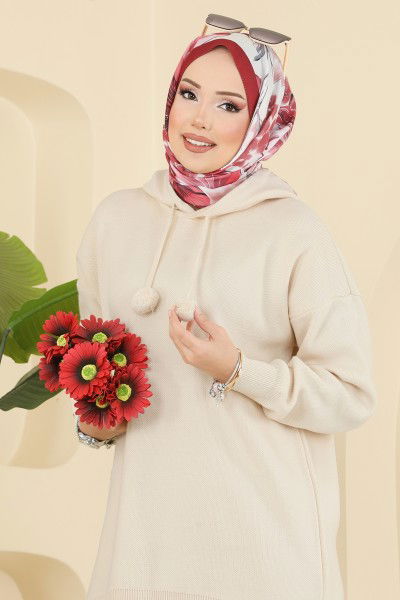 B.R.Z - Kapüşon Detaylı Triko Takım 1079BRZ597-MS Taş