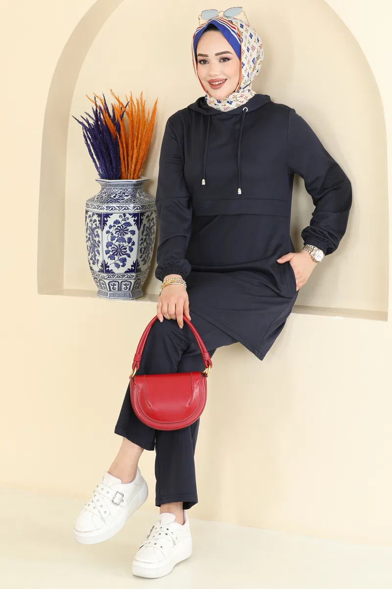 Kapüşonlu Rahat İkili Takım PL9210-MS Laci