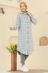 Kare Desenli Ekose Tunik 3068KTR750-MS Açık Gri - Thumbnail