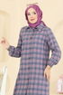 Kare Desenli Ekose Tunik 3068KTR750-MS Lila - Thumbnail