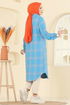 Kare Desenli Ekose Tunik 3068KTR750-MS Mavi - Thumbnail