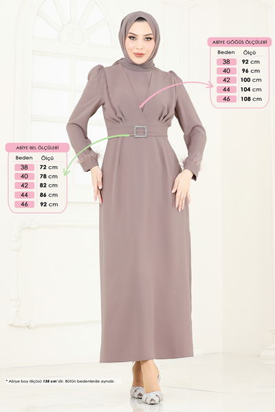 A.R.L. - Kemeri Taşlı Kalem Abiye Elbise 3008ARL1089-MS Vizyon - 400560