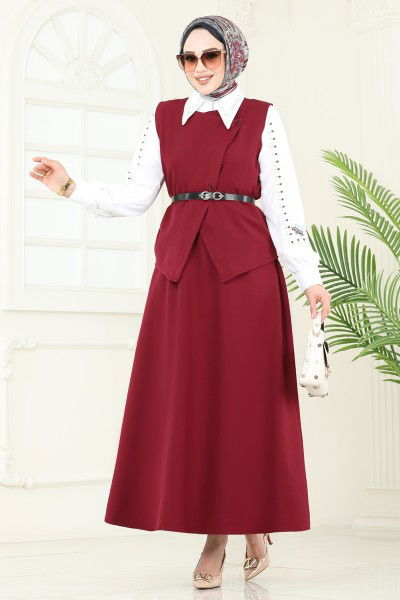 M.P. - Kemeri Tokalı Etekli Takım 840MP806-MS Bordo