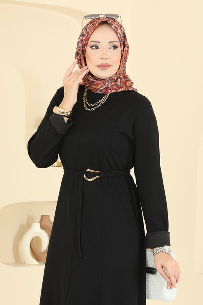 M.S.Z. - Kemeri Tokalı Modal Elbise 2637MSZ1172-MS Siyah - 420672