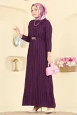 O.Z.N. - Kemeri Zincir Detaylı Elbise 7001OZN1046-MS Mor