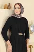Kemeri Zincir Detaylı Elbise 7001OZN1046-MS Siyah - Thumbnail