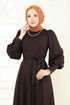 Kemerli Tesettür Elbise 4539ALG474-MS Acı Kahve - Thumbnail