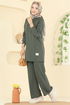 Kol Düğme Detaylı Modal Takım 2731AYD574-MS Haki - Thumbnail