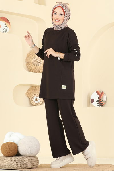 A.Y.D. - Kol Düğme Detaylı Modal Takım 2731AYD574-MS Kahve - 404262