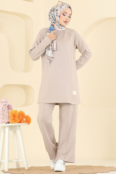 A.Y.D. - Kol Düğme Detaylı Modal Takım 2731AYD574-MS Taş - 404294