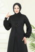Kolları Fileli Abiye Elbise ASM2811-MS Siyah - Thumbnail