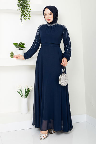 MRV L.P.N. - Kolları İşlemeli Abiye 6089LPN909-M Laci - 344527