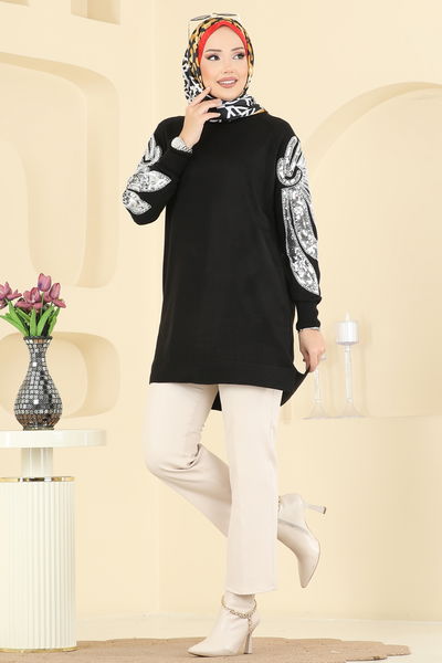 U.Z. - Kolları İşlemeli Triko Tunik 2494UZ662-MS Siyah - 415319