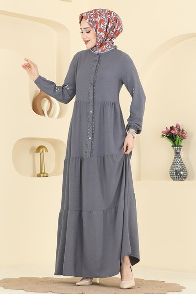 Z.N.N. - Kolları Nakışlı Aerobin Elbise 5572ZNN863-MS Antrasit - 422817