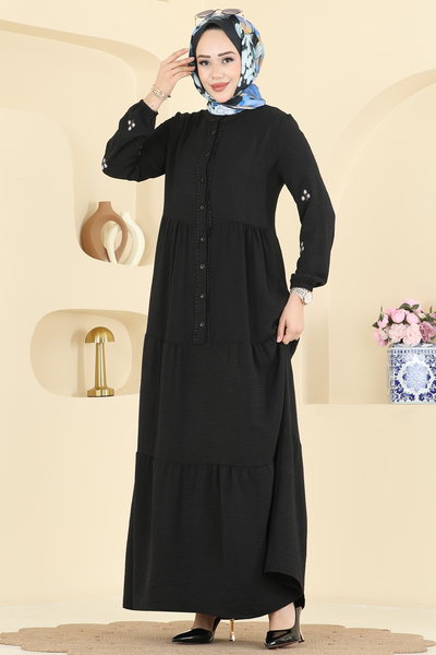 Z.N.N. - Kolları Nakışlı Aerobin Elbise 5572ZNN863-MS Siyah - 422863