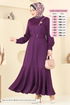 Kolları Taşlı Tesettür Elbise 397DVL817-MS Mor - Thumbnail