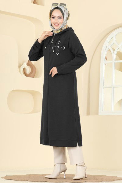 P.L. - Kristal Taşlı İki İplik Kap PL9186-MS Siyah