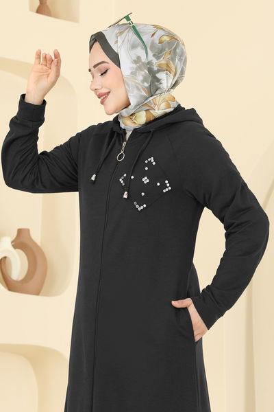 P.L. - Kristal Taşlı İki İplik Kap PL9186-MS Siyah - 418290