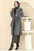 Kruvaze Yaka Angora Kaban 6245BSK463-MS Antrasit - Thumbnail