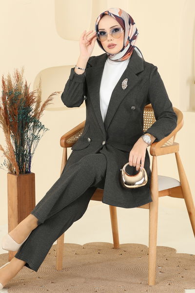 S.L. - Kruvaze Yaka Ceketli Takım 2766SL432-MS Haki - 416426