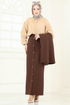 Kruvaze Yaka Etekli Takım 23022UKB139-MS Kahve - Thumbnail