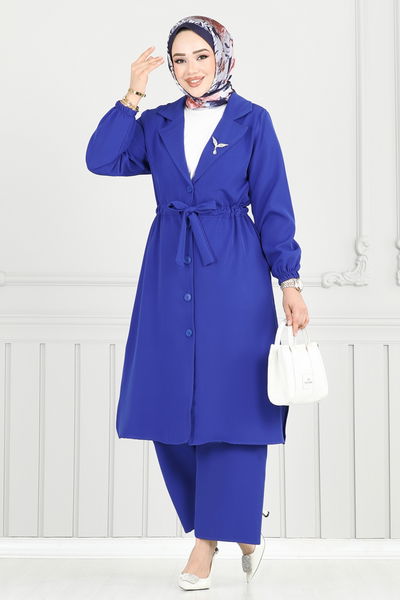 M.R. - Kruvaze Yaka İkili Takım 021MR1078-MS Saks - 383820