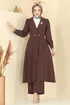 Kruvaze Yaka Krep Takım 6223BSK463-MS Açık Kahve - Thumbnail