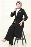 M.P. - Kruvaze Yaka Tesettür Takım 2584MP806-MS Siyah