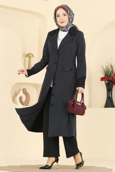 S.L. - Kruvaze Yaka Tivit Kombin 2795SL432-MS Antrasit&Siyah