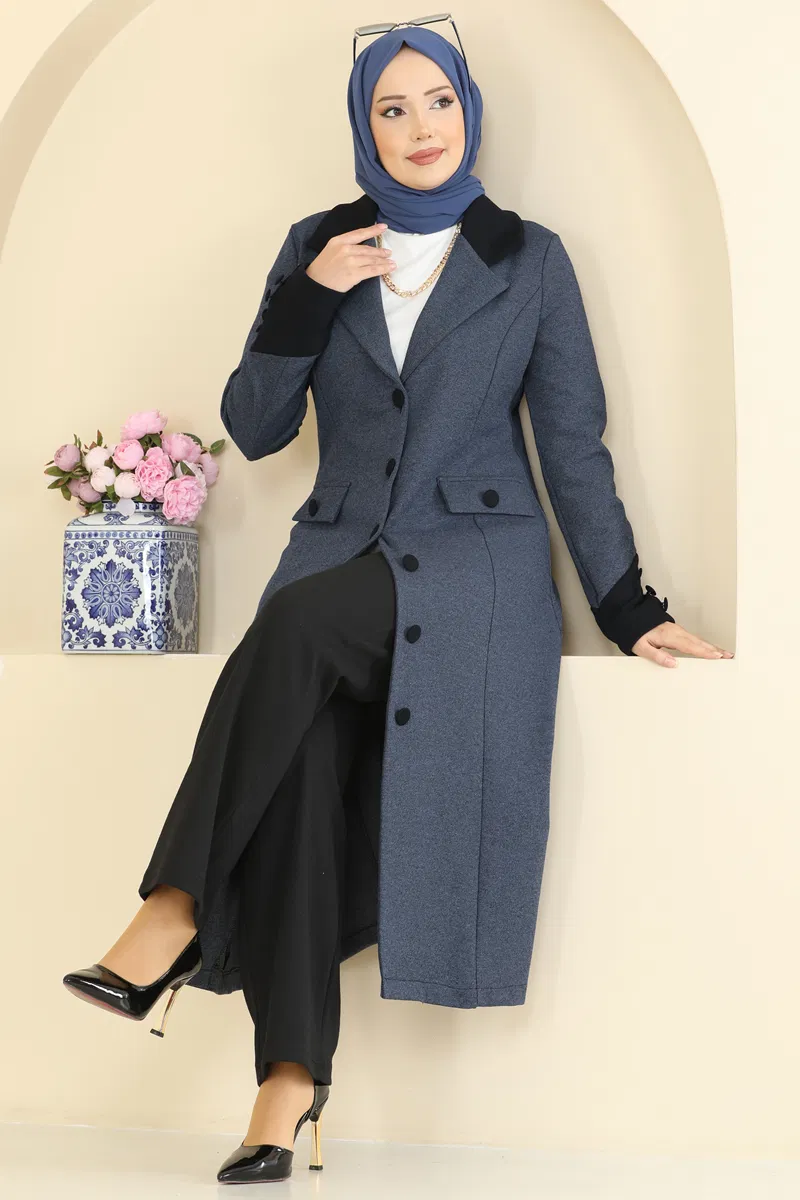 Kruvaze Yaka Tivit Kombin 2795SL432-MS İndigo&Siyah