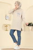 Kurdele Desenli İki İp Tunik 305OZN1046-MS Bej - Thumbnail
