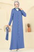Kuş Gözü Detaylı Ferace Elbise 451DVL817-MS İndigo - Thumbnail
