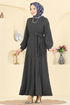 Kuşak Detaylı Bürümcük Elbise 4575ERK1158-MS Antrasit - Thumbnail