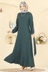 Kuşak Detaylı Bürümcük Elbise 4575ERK1158-MS Zümrüt - Thumbnail