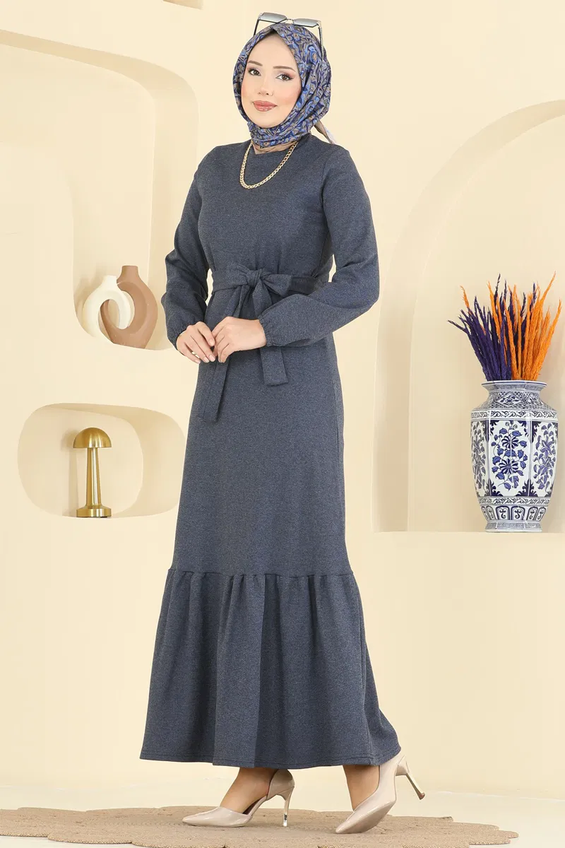 Kuşak Detaylı Tivit Elbise 702PM271-MS Laci