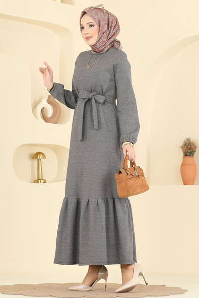 P.R.M. - Kuşak Detaylı Tivit Elbise 702PM271-MS Vizyon - 422732