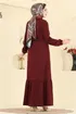 Kuşaklı Fırfır Detaylı Elbise 718PM271-MS Bordo - Thumbnail