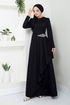 La Pierre Détaillé Hijab Robe Numéro 5022SL890 Noir - Thumbnail