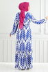 Leaf Patterned Hijab Dress 827OZR1047-M Saks - Thumbnail