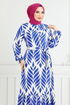Leaf Patterned Hijab Dress 827OZR1047-M Saks - Thumbnail