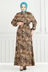 Leopar Desen Viskon Elbise 803OZN1046-MS Leopar - Thumbnail