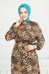 Leopar Desen Viskon Elbise 803OZN1046-MS Leopar - Thumbnail