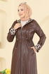 Leopar Detay Deri Kap 4409AL357-MS Kahve - Thumbnail
